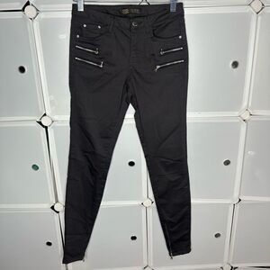 Zara Black Double Zipper Moto Jeans Size 2